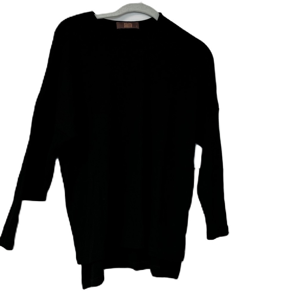 Shift woman's S cropped ribbed black statement sleeve top business casual work